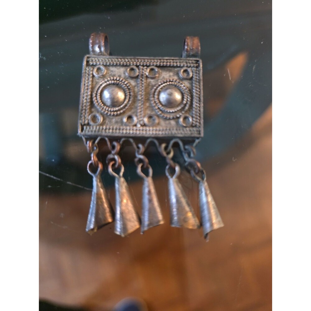 Antique Middle Eastern Silver Alloy Unique Pendant
